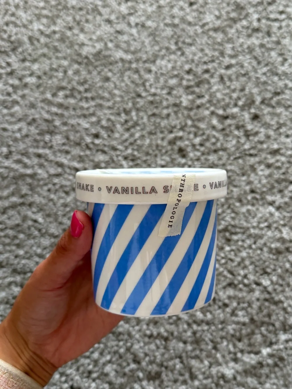 Anthropologie Gourmand Vanilla Shake Ceramic Ice Cream Pint Candle